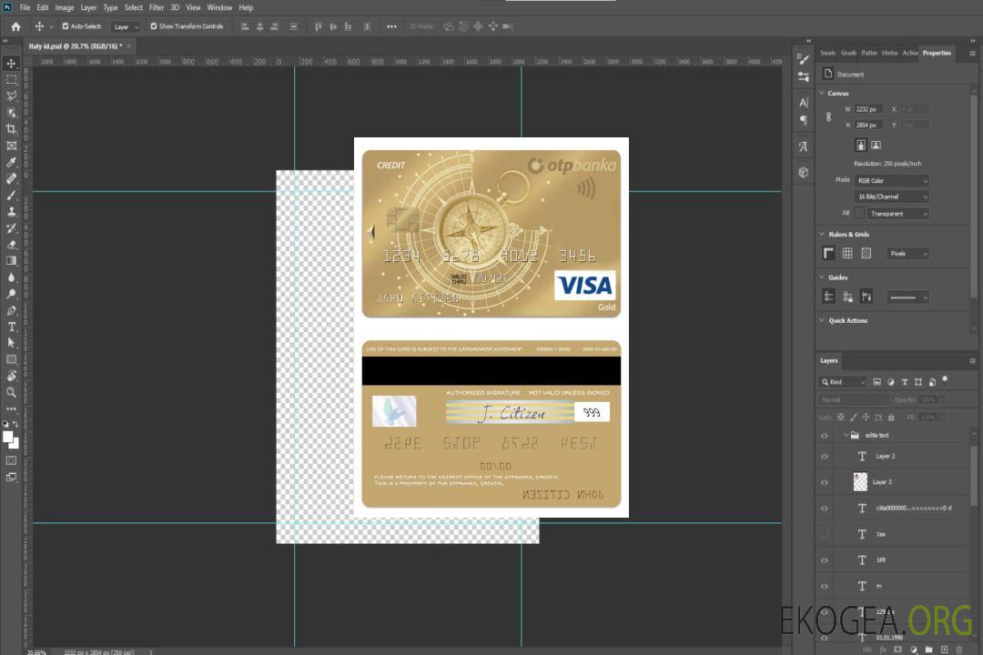 Croatie OTP Banka visa carte de crédit or template Croatie OTP Banka visa carte de crédit or template